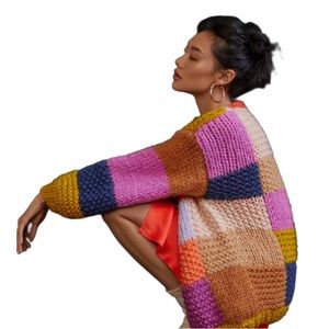 FRNCH Patchwork Knit Cardigan Sweater